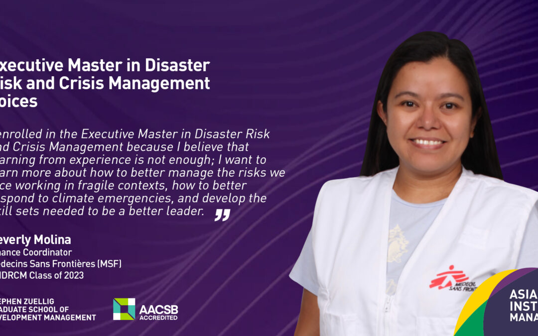 Beverly Molina finds the training she needed in AIM’s Executive Master in Disaster Risk and Crisis Management Program